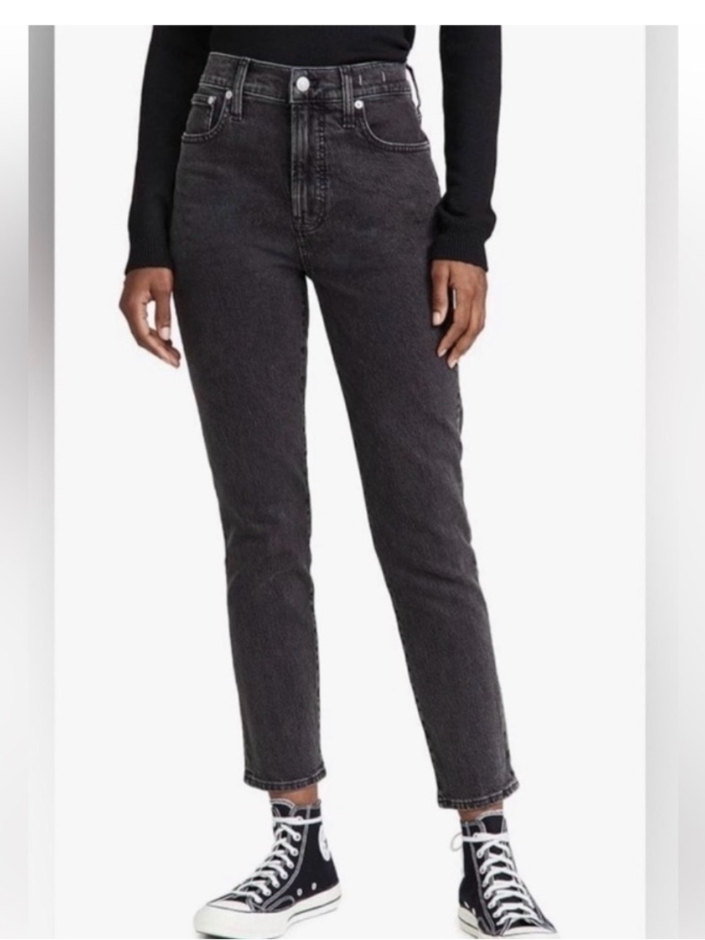 Madewell The Perfect Vintage Jean Black Stonewash straight leg 32P EUC